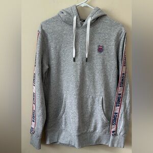 K-Swiss Men's‎ Gray Hoodie Logo Sleeve Tape Design Size Small